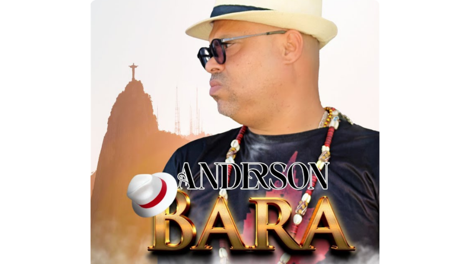Composição oficial de Anderson Bara com fotografia, nome e chapéu de faixa vermelha